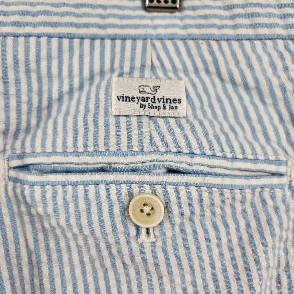 Vineyard Vines Mens Blue White Striped Seersucker Shorts 34 - Picture 4 of 8